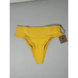 Free People x Toast NEW Banded Waist Ribbed Bikini Bottom Sunset size Small